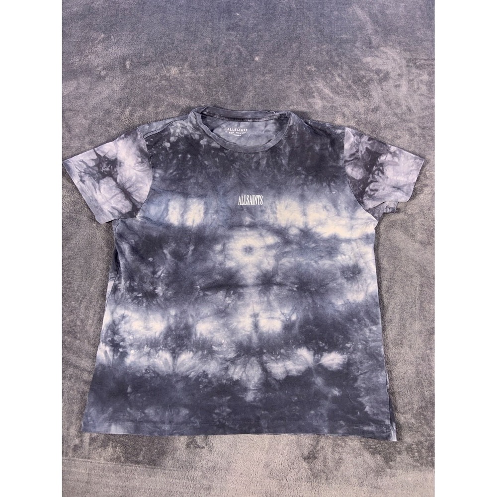 AllSaints Relaxed Fit Tie Dye T-Shirt Men's XS Gray White Logo Short Sleeve